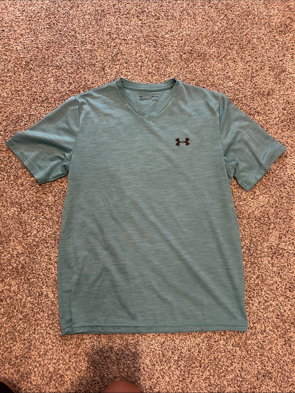 Under Armour Men's V-Neck Tech Tee - Teal with Black Logo